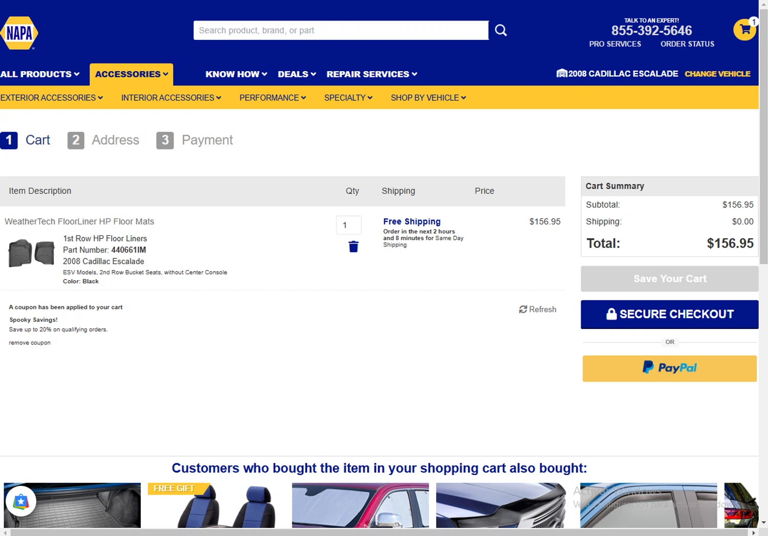 where to use NAPA Auto Parts promo code box