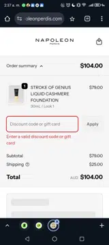 welcome15 coupon verification screenshot