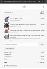WELCOME10 coupon verification screenshot