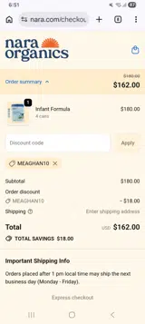 Meaghan10 coupon verification screenshot