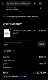 BEST coupon verification screenshot