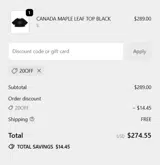 20off coupon verification screenshot