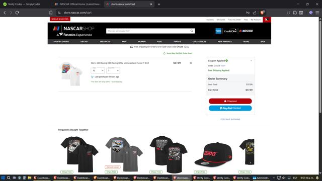Nascar checkout page showing Nascar coupon code box | Screenshot taken by SimplyCodes community member on Sep 8, 2025