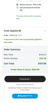 TSEMLS26 coupon verification screenshot