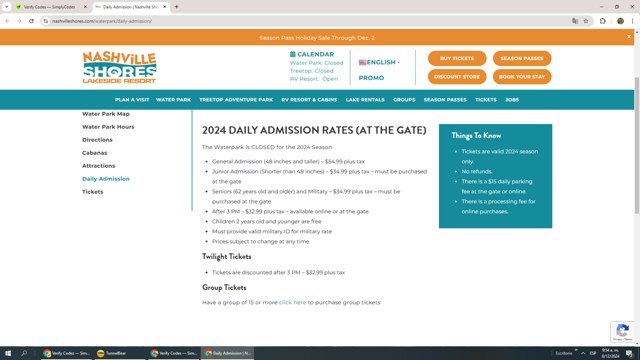 Nashville Shores checkout page showing Nashville Shores coupon code box | Screenshot taken by SimplyCodes community member on Dec 8, 2024