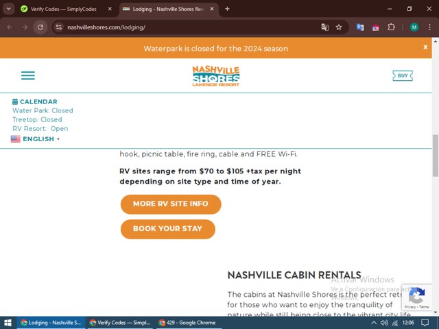 Nashville Shores checkout page showing Nashville Shores coupon code box | Screenshot taken by SimplyCodes community member on Nov 8, 2024