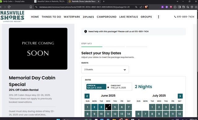 Nashville Shores checkout page showing Nashville Shores coupon code box | Screenshot taken by SimplyCodes community member on May 30, 2025