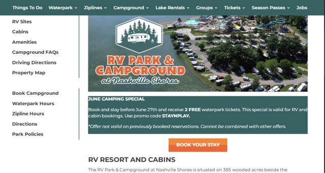 Nashville Shores checkout page showing Nashville Shores coupon code box | Screenshot taken by SimplyCodes community member on Jul 7, 2025