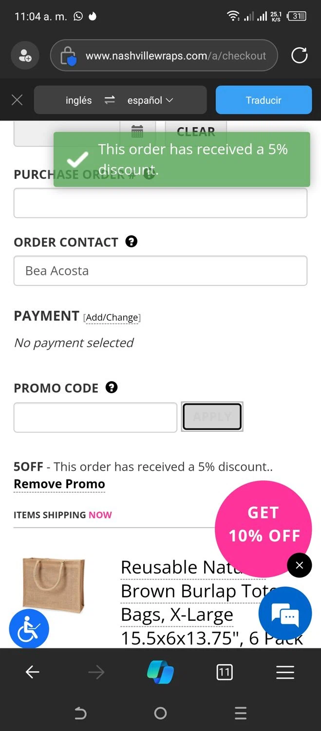 where to use Nashville Wraps promo code box