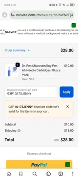 Nasvita Medical coupon verification screenshot