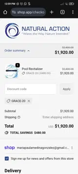 Grace-20 coupon verification screenshot