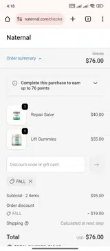 FALL coupon verification screenshot