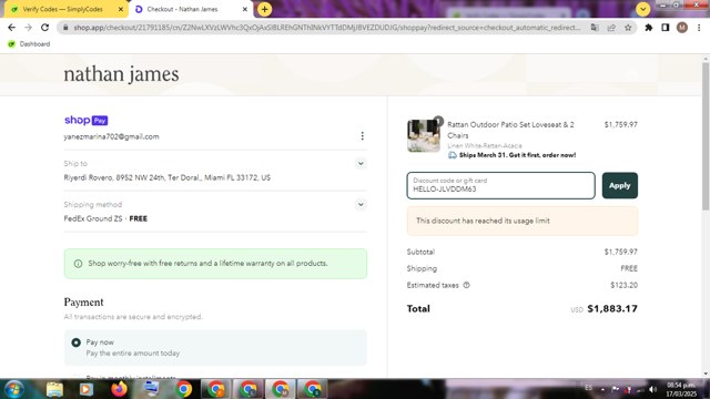 Nathan James checkout page showing Nathan James discount code box | Screenshot taken by SimplyCodes community member on Mar 18, 2025