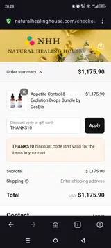 THANKS10 coupon verification screenshot