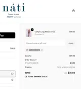 Nati Boutique coupon verification screenshot