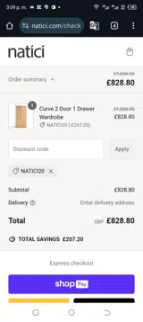 NATICI20 coupon verification screenshot