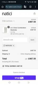 NATICI50 coupon verification screenshot