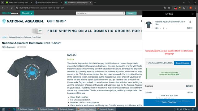 National Aquarium checkout page showing National Aquarium promo code box | Screenshot taken by SimplyCodes community member on Aug 28, 2025