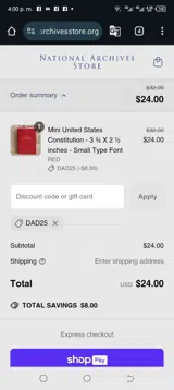 DAD25 coupon verification screenshot