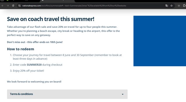 National Express checkout page showing National Express discount code box | Screenshot taken by SimplyCodes community member on Mar 16, 2025