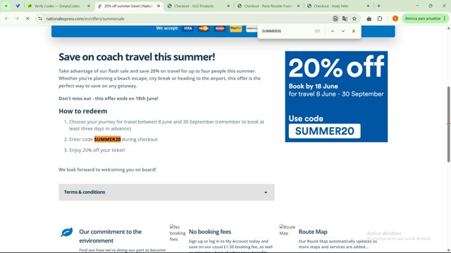 National Express checkout page showing National Express discount code box | Screenshot taken by SimplyCodes community member on Apr 10, 2025