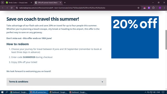 National Express checkout page showing National Express discount code box | Screenshot taken by SimplyCodes community member on Mar 16, 2025