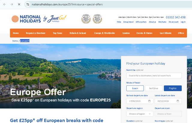 National Holidays checkout page showing National Holidays discount code box | Screenshot taken by SimplyCodes community member on Aug 16, 2025