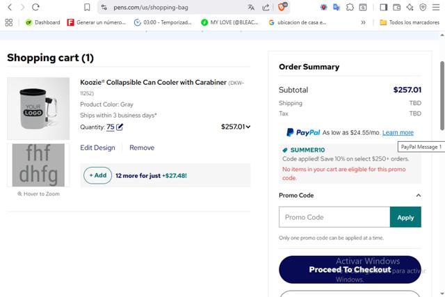 National Pen checkout page showing National Pen discount code box | Screenshot taken by SimplyCodes community member on Aug 17, 2025