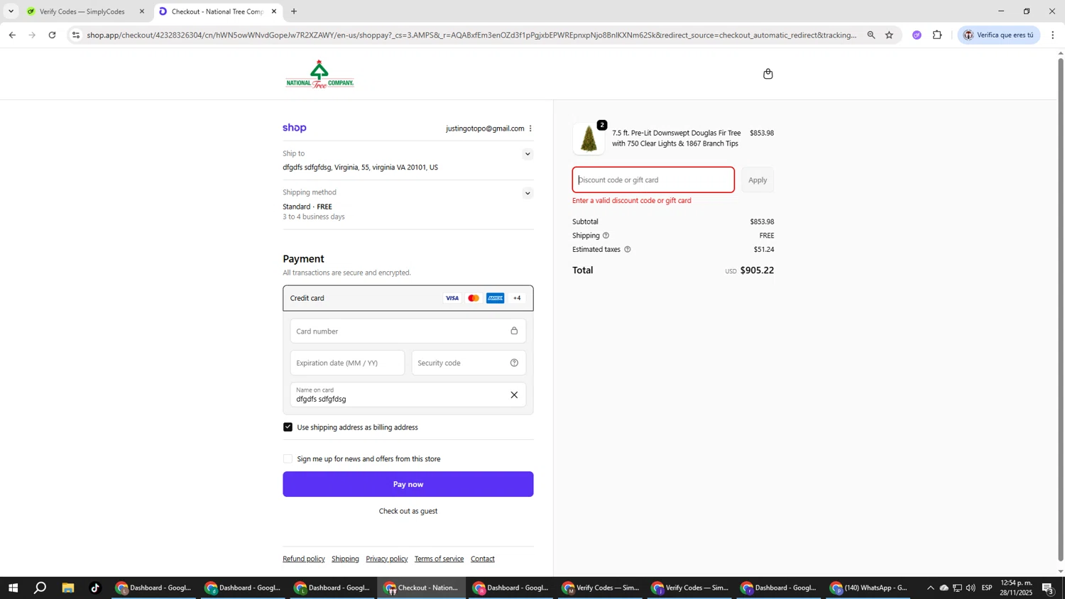 National Tree Company discount code screenshot showing code EARLY10 applied at National Tree Company checkout page. Uploaded by SimplyCodes community member Salometta on Nov 28, 2025