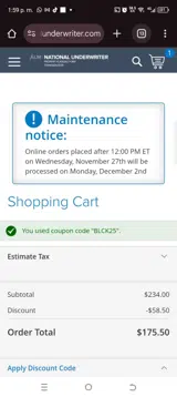BLCK25 coupon verification screenshot