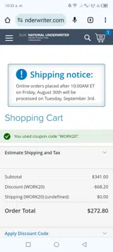 WORK20 coupon verification screenshot