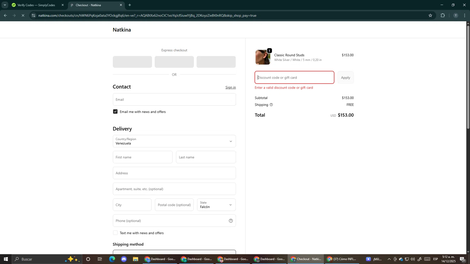 Natkina promo code screenshot showing code FIRST15 applied at Natkina checkout page. Uploaded by SimplyCodes community member Makemusic on Dec 14, 2025