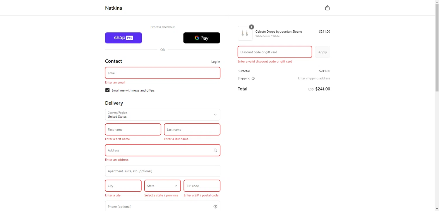 Natkina promo code screenshot showing code MUSE24 applied at Natkina checkout page. Uploaded by SimplyCodes community member PromoAdmiral6652 on Aug 15, 2025