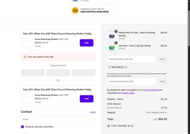 NATPAT AU checkout page showing NATPAT AU promo code box | Screenshot taken by SimplyCodes community member on Jun 26, 2025