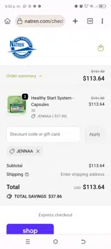 JENNAA coupon verification screenshot