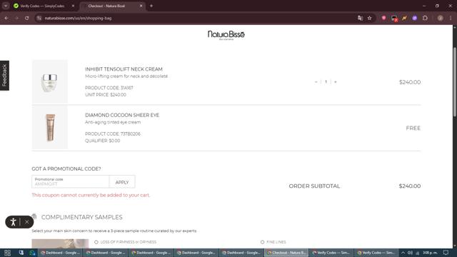 Natura Bisse checkout page showing Natura Bisse promo code box | Screenshot taken by SimplyCodes community member on Jun 26, 2025