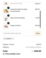 HONEY15 coupon verification screenshot