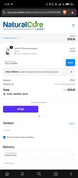 Natural Cure Labs coupon verification screenshot