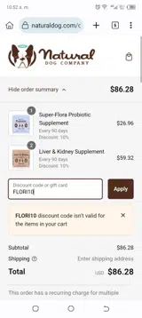 FLORI10 coupon verification screenshot