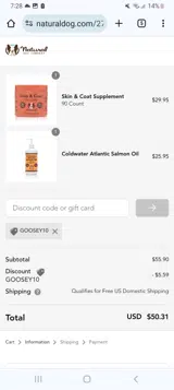 Natural Dog Company coupon verification screenshot
