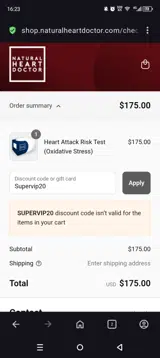 Natural Heart Doctor coupon verification screenshot