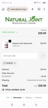 SAVE20 coupon verification screenshot