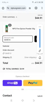 SAVE10 coupon verification screenshot