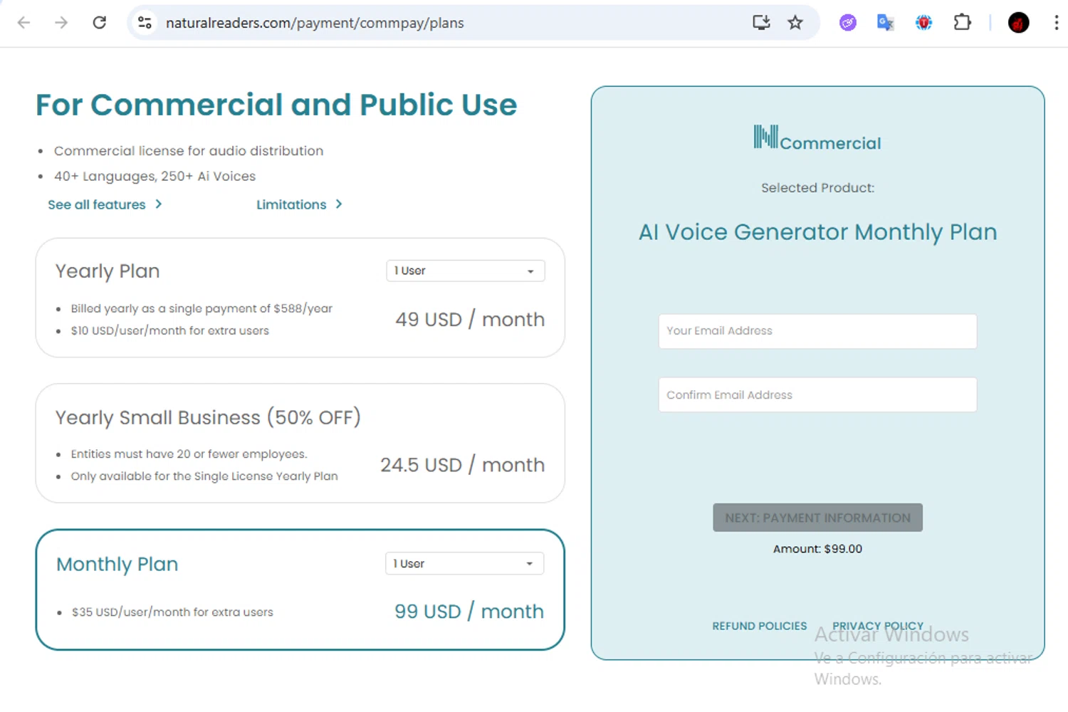 Natural Reader promo code screenshot showing code WEEKEND applied at Natural Reader checkout page. Uploaded by SimplyCodes community member Francisco01 on Oct 10, 2025