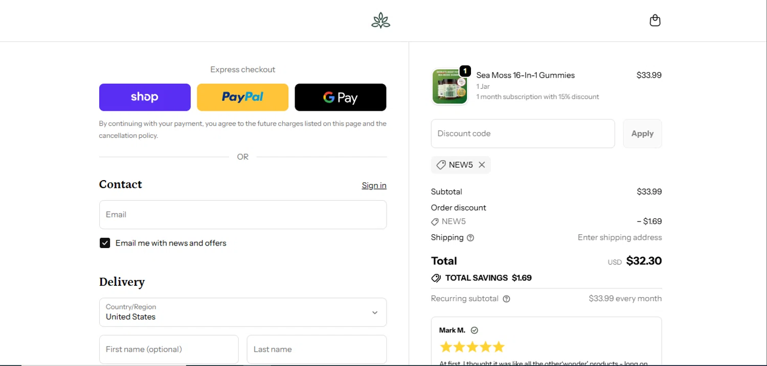 Natural Rems discount code screenshot showing code NEW5 applied at Natural Rems checkout page. Uploaded by SimplyCodes community member juanisaac on Nov 21, 2025