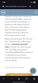 PALMSPRINGS10 coupon verification screenshot