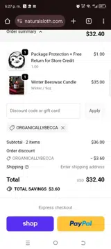 Organicallybecca coupon verification screenshot
