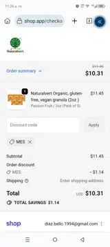 MES coupon verification screenshot