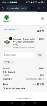 PLN coupon verification screenshot