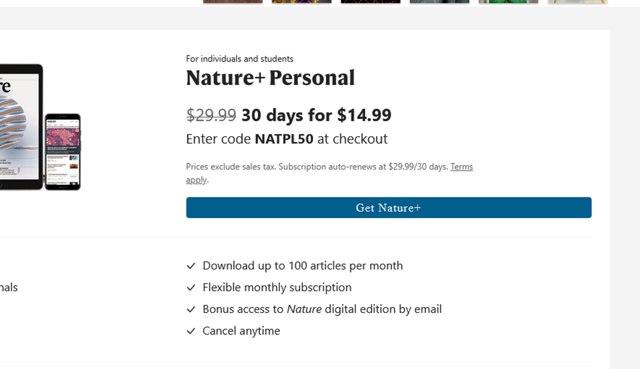 Nature Journal checkout page showing Nature Journal promo code box | Screenshot taken by SimplyCodes community member on May 4, 2025